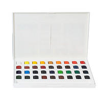 米娅 小方盒固体水彩颜料12色24色36色手绘颜料套装可水溶美术生绘画水彩颜料学生初学者彩绘笔颜料