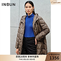 INSUN 恩裳 2023冬装新款舒适轻薄仿棉感直充绒宽松休闲羽绒服女 浅咖 38/M