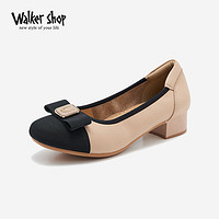 Walker Shop 奥卡索 女鞋夏季浅口单鞋女士牛皮低跟休闲鞋子女D141107 杏色 40