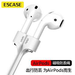 ESCASE 蘋果Airpods2/pro/3無線藍牙運動耳機小米華為漫步者OV防丟繩 出行防脫落 吸附不滑落 白色
