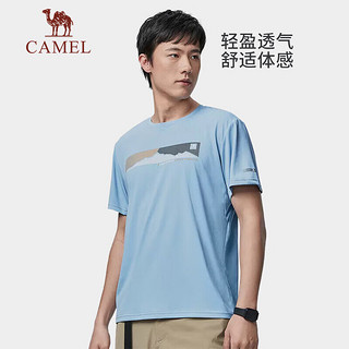骆驼（CAMEL）短袖T恤速干上衣男士圆领户外透气宽松薄款运动上衣 A13BA6aJ055 徽章蓝男