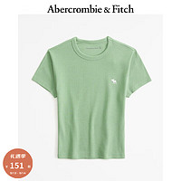 ABERCROMBIE & FITCH女装 24春夏休闲百搭小麋鹿紧身短袖圆领T恤 358176-1 绿色 刺绣标识 XL (170/112A)