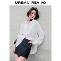 URBAN REVIVO 女士时尚通勤气质高级感显瘦开襟衬衫 UWH240059 米白  M