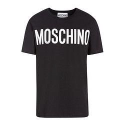 MOSCHINO 莫斯奇诺 春夏圆领短袖T恤男黑色logo印花休闲潮流50