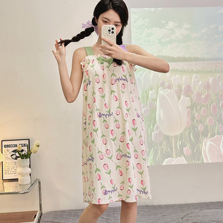 XiaLiSha 夏莉莎 睡裙女夏季吊带睡衣宽松休闲女式睡衣中款长 MZY77111 XXL168-178140-160
