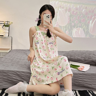 XiaLiSha 夏莉莎 睡裙女夏季吊带睡衣宽松休闲女式睡衣中款长 MZY77111 XXL168-178140-160