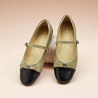 BASTO 百思图 春夏款时髦气质复古玛丽珍鞋浅口系带平跟舒适女单鞋