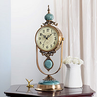 Hense 漢時 創意座鐘客廳桌面臺鐘輕奢古典裝飾擺鐘金屬陶瓷石英鐘表HD6902