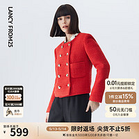 朗姿 法式羊毛小香风高级感气质冬新款短外套 大红色 L