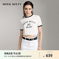 MISS SIXTY2024夏季短袖T恤女撞色logo印花休闲百搭通勤上衣 白色 XS