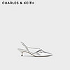 CHARLES&KEITH24夏新品尖头细跟后空交叉链条凉鞋女CK1-61720188