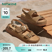 热风 hotwind软木拖沙滩度假勃肯外穿一字拖时尚复古休闲质感24年夏女百搭凉拖 129卡其 34 正码