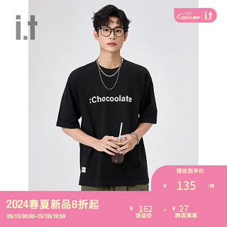 :CHOCOOLATE it 男装基础短袖T恤2024夏季简约日常半袖001070 BKX/黑色 2XL