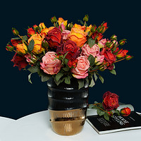 致本家居 高檔玫瑰花束假花仿真花擺設客廳塑料花擺件輕奢高端餐桌裝飾花卉