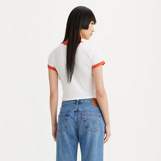 Levi's【商场同款】李维斯24春季新款女士LOGO印花T恤气质辣妹 白色 A3523-0061