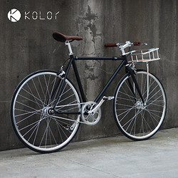 kolor 卡勒單車KC101復古網紅通勤車帶鋁合金車籃城市自行車男女車 典雅黑標配 S號 單速