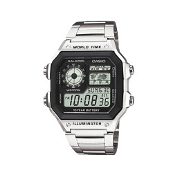 CASIO 卡西欧 男表小方块AE-1200WHD-1A十年电力防水复古不锈钢情人节