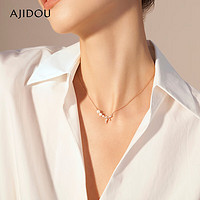 AJIDOU 阿吉豆 俏皮甜美蝴蝶結淡水珍珠項鏈 玫金色 鏈長42cm飾品寬2.4