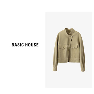 Basic House/百家好 秋季时尚休闲简约百搭气质外套B0623H55582 咖色 S85-110斤