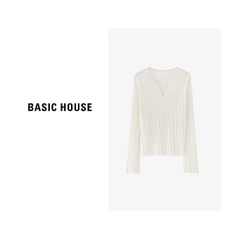 Basic House/百家好极简静奢短款时尚百搭长袖针织衫-B0624H5X782 白色 XL125-140斤