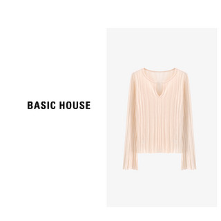 Basic House/百家好极简静奢短款时尚百搭长袖针织衫-B0624H5X782 灰色 XL125-140斤