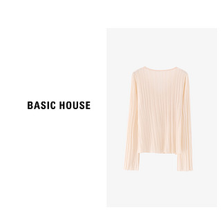 Basic House/百家好极简静奢短款时尚百搭长袖针织衫-B0624H5X782 灰色 XL125-140斤