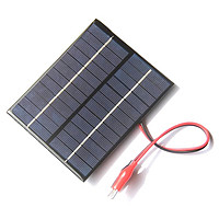 1 GUARCI 2W 12V多晶硅板 太阳能电池板 充电板 DIY太阳能滴胶板+老虎夹子