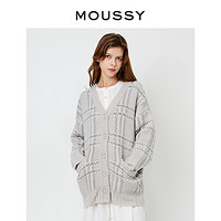 百亿补贴：MOUSSY 摩西 春季新品休闲通勤风格纹单排扣针织开衫女010EAK70-5820