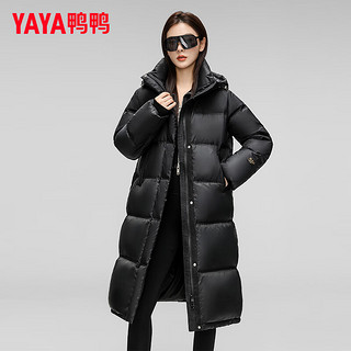鸭鸭（YAYA）羽绒服女长款2024年冬季时尚休闲连帽加厚保暖外套XJ 黑色 165/88A(L)