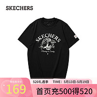 斯凯奇（Skechers）雅钻系列中性针织短袖T恤衫L124U136 碳黑/0018 XS