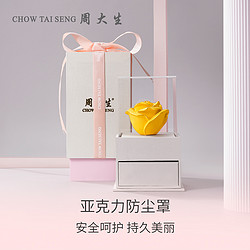 CHOW TAI SENG 周大生 告白熊摆件有钱兔绒沙金工艺品送闺蜜生日礼物女生礼盒款