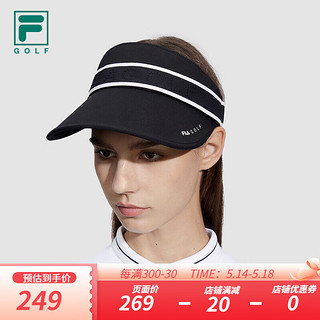 FILA 斐乐女帽空顶帽2024夏季高尔夫运动帽遮阳帽鸭舌帽 深黑-BK XS