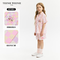 Teenie Weenie Kids小熊童装24夏季男女童纯棉混色格纹套装 粉色-裤子 160cm
