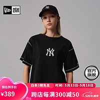 NEW ERA 纽亦华 2024新款MLB世界大赛T恤情侣NY刺绣短袖 14187401-黑色 XL