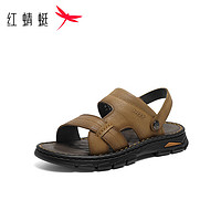 红蜻蜓 沙滩鞋2024夏季男士休闲中年拖鞋户外透气防滑 WTT24105黄棕色38
