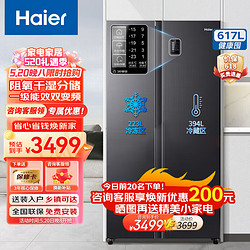 Haier 海尔 双开门冰箱 617升 新一级能效变频节能 黑金净化