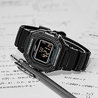 88VIP：CASIO 卡西欧 小方块手表运动防水多功能学生手表W-218H-1B