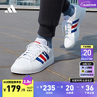 adidas 阿迪達斯 預售GRAND COURT休閑網球文化板鞋小白鞋男阿迪達斯輕運動 白/藍/紅 41(255mm)