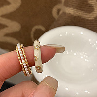 珐琅滴釉珍珠戒指复古珍珠小众设计女2023年新款潮食指