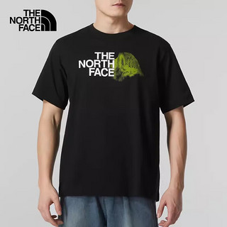 THE NORTH FACE 短袖T恤男24春夏户外运动舒适透气圆领纯棉休闲半袖88GB JK3/黑色 L/175