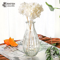 墨斗鱼 透明玻璃花瓶摆件创意简约客厅插花茶几家居餐厅装饰花器竖纹款