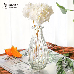 墨斗鱼 透明玻璃花瓶摆件创意简约客厅插花茶几家居餐厅装饰花器竖纹款