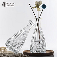 墨斗鱼 透明玻璃花瓶摆件创意简约客厅插花茶几餐厅装饰花器-小莲花款
