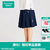 全棉时代（PurCotton）女童柔软弹力珠地棉A型学院风韩版半裙薄 宝蓝 100cm