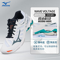 Mizuno 美津濃 男女緩震透氣排球鞋VOLTAGE專業比賽團隊運動羽毛球鞋白綠  42