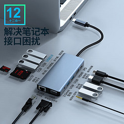 Gopala 12合一 Type-c扩展坞usb-c转HDMI拓展坞4k高清网口分线器转换器头