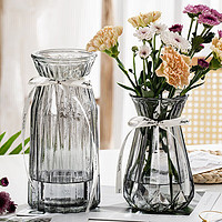 米囹 透明玻璃花瓶客厅装饰摆件 2个