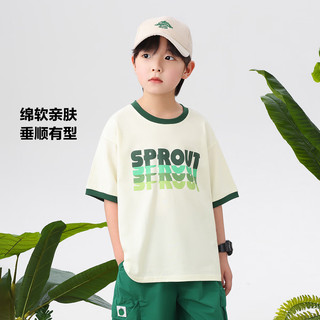 左西【2024夏款上新】男童全棉清新渐变印花T透气亲肤柔软时尚百搭 白色 1