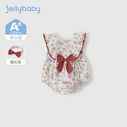 JELLYBABY 女宝宝纯棉夏款连体衣 红色 90CM