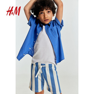 H&M2024夏季童装男童印花短卫裤1228402 蓝色/条纹 140/60